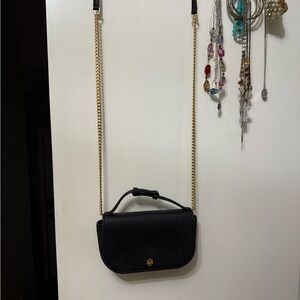 Tory Burch Black Crossbody Bag with Gold Chain